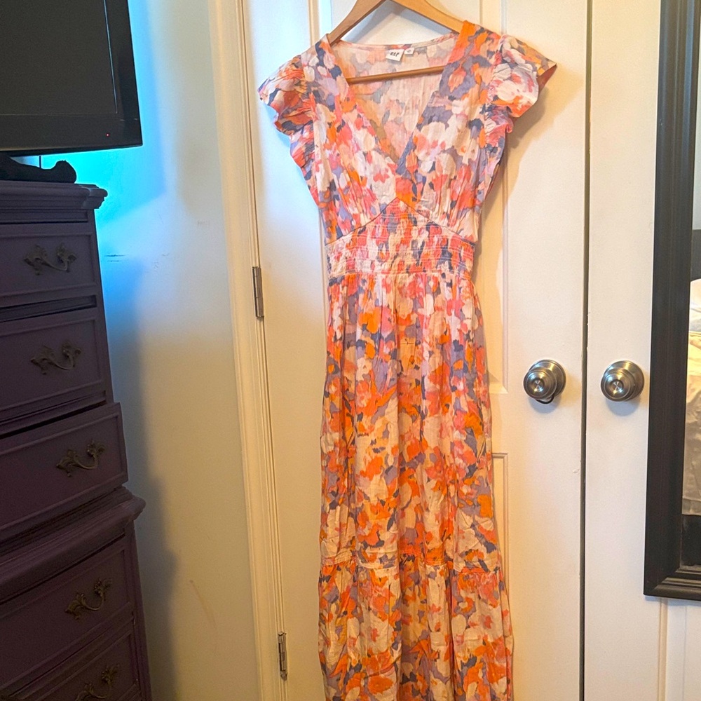 GAP Floral Maxi Dress in Orange and Purple